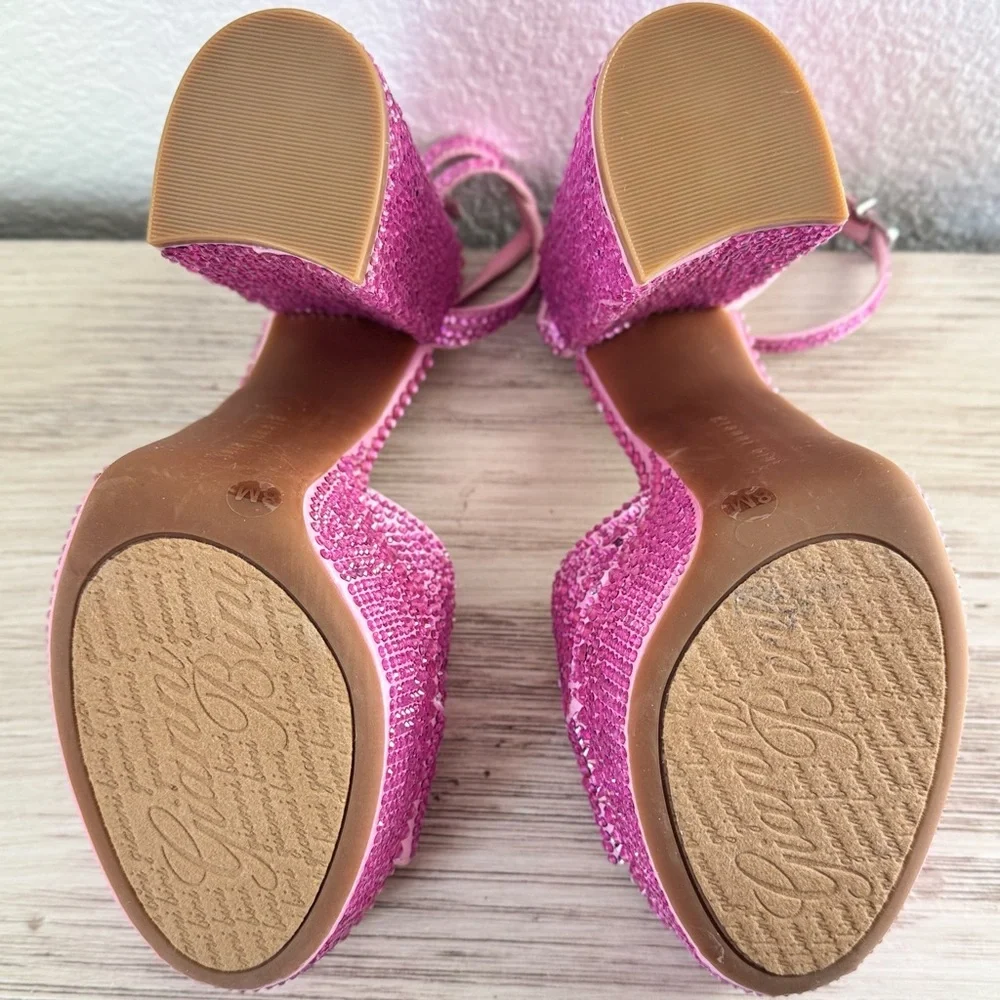 Glamorous Pink Rhinestone Platform Heels. Size 8